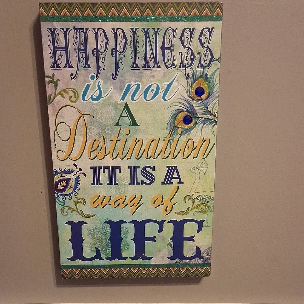 Inspirational Wall Art with Peacock Design